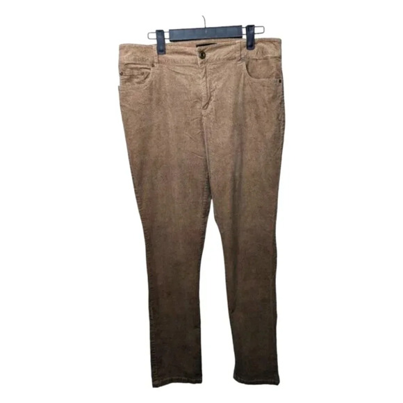 Tribal Womens Animal Print Brown Dotted Straight Leg Corduroy Pants Caramel 10 - Picture 4 of 13